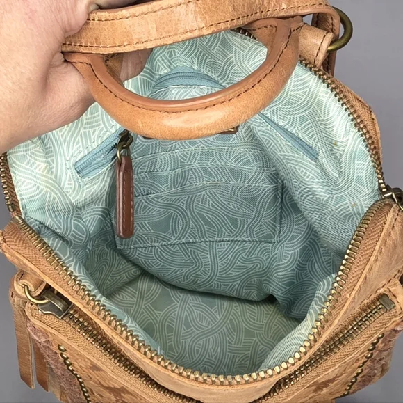 The Sak Embossed Leather Backpack | Boho Tooled Brown Mini Bag - Picture 6 of 6